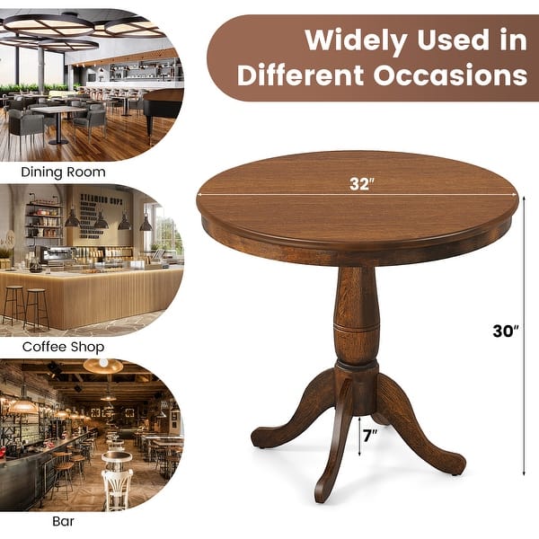 Gymax 32" Round Pedestal Dining Table Kitchen Dining Room Walnut - Bed ...